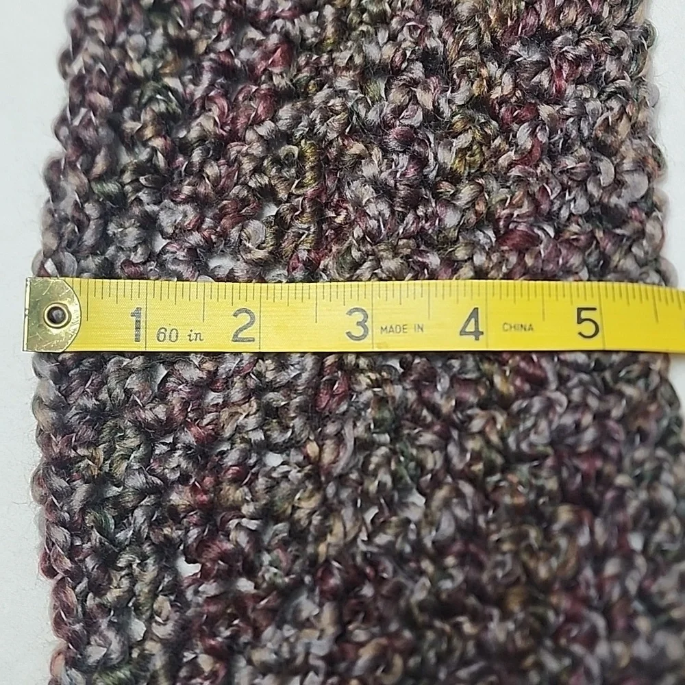 Chunky Crocheted Infinity Scarf in Multicolor Earth Hues Handmade